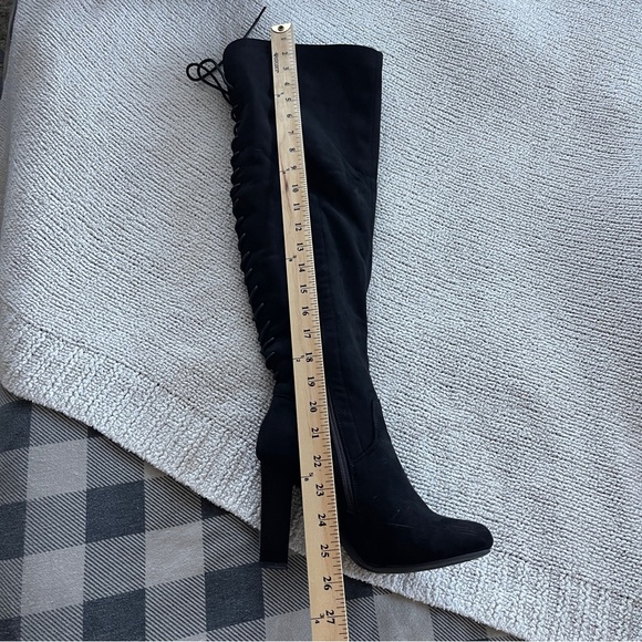 Top Moda Black Knee-High lace up Boots 7.5 - Picture 12 of 13